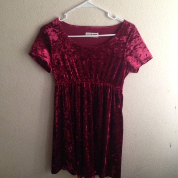 American Apparel Velvet Baby Doll Maroon Dress