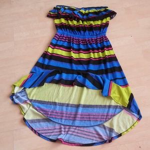 Hi low strapless multi color dress