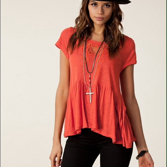 *Reduced* Free people candy crafty embroidered top