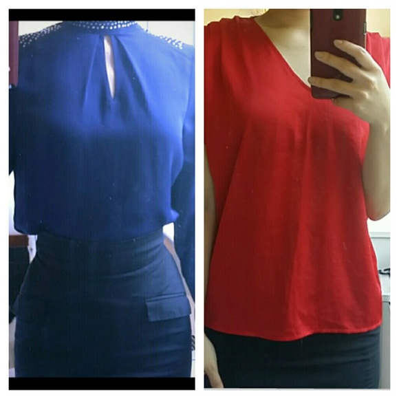 Bundle of Navy blue blouse and red blouse