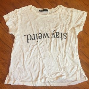 Brandy Melville stay weird crop top