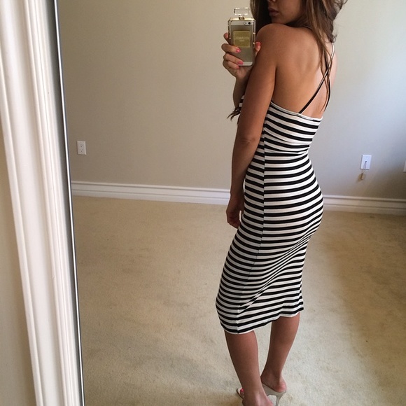 • SOLD • Cross Cross Striped Dress L - Picture 4 of 4