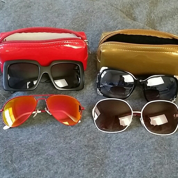 4 sunglasses & 2 cases