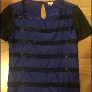 Blue silk short sleeve top