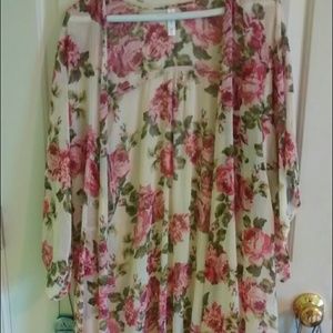 Floor length floral kimono