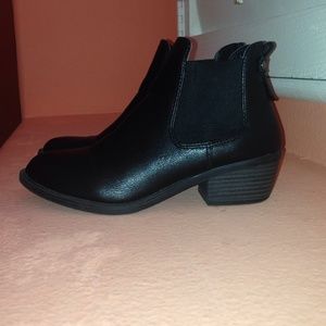 black leather booties