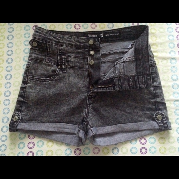 High-waist denim short, worn less than 3 times. - Picture 3 of 4