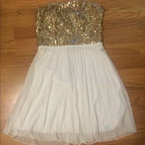 Gold sequin dress with white bottom