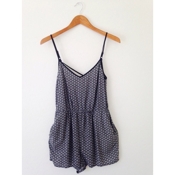 Black and White Printed Romper