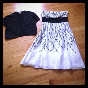Ann Taylor strapless dress with bolero cardigan