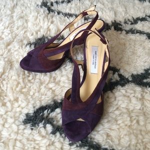 Saks Fifth Ave suede open toed sling backs