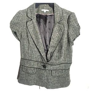 Tweed grey jacket office wear