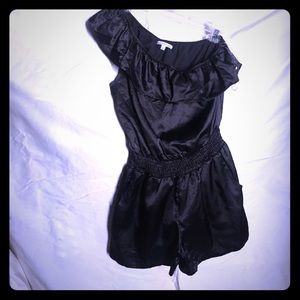 Off the shoulder black romper dress