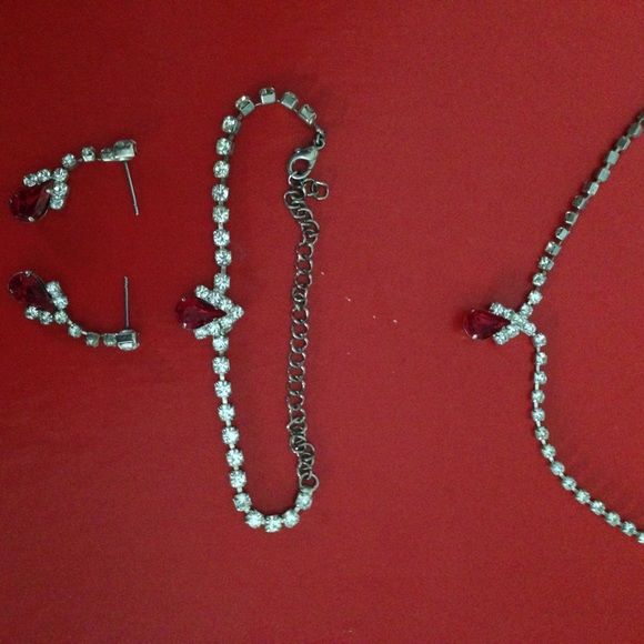 Ruby and silver set