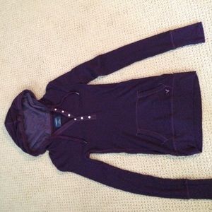 PURPLE LONG-SLEEVE HOODED THERMAL SHIRT