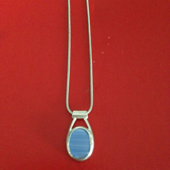 Light blue stone silver necklace