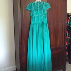 Jade green evening dress