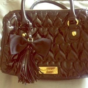 Betsey Johnson Quilted Black Heart Purse