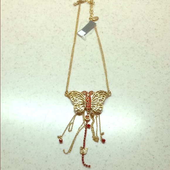 Pilgrim Danish Design Red Butterfly Necklace