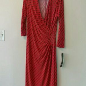 Low key orange w-taupe dots dress