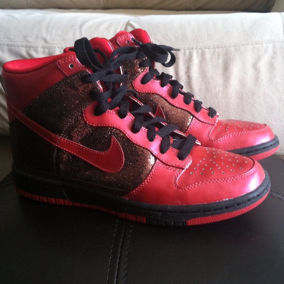 Red Nike Dunks Skinny Sequin