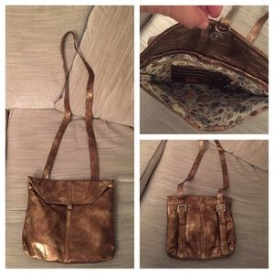 Funky aged bronze crossbody purse