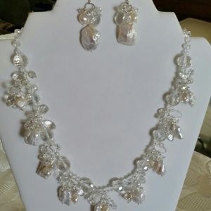 NWOT Biwa & Classic Pearls Necklace & Earrings
