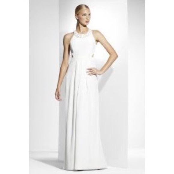 BCBG white cut out prom dress