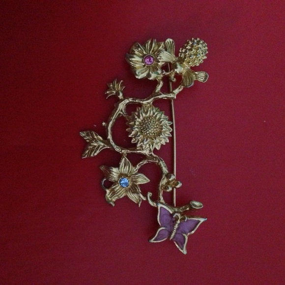 Butterfly and flower pin