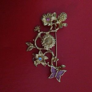 Butterfly and flower pin