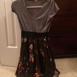 Grey dress with flower print on bottom
