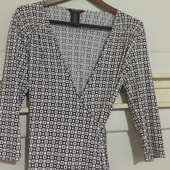 Black, white and red wrap dress