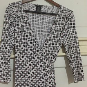 Black, white and red wrap dress