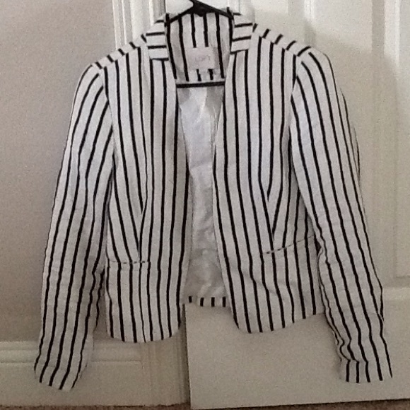 The Loft lined jacket, white with black stripes.