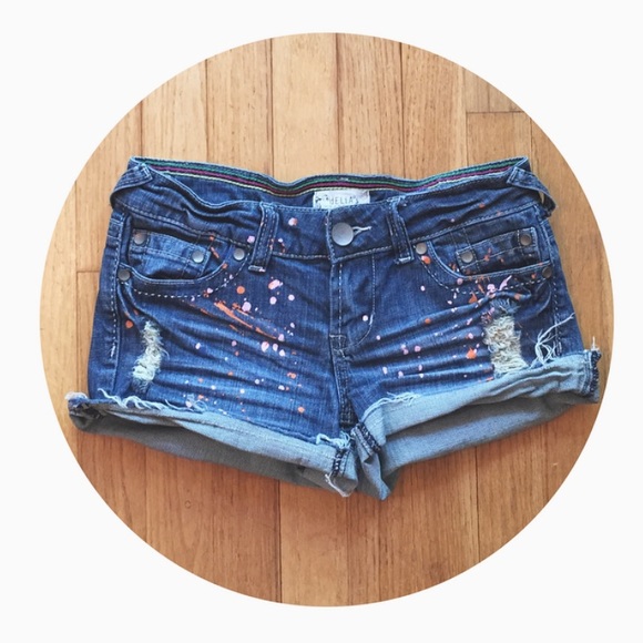 Frayed paint splatter shorts