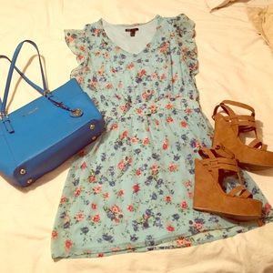 Super cute light blue, floral dress