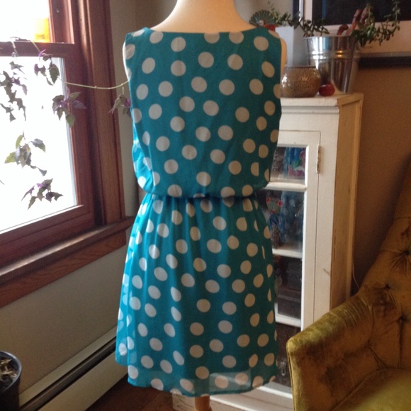 Turquoise polka dot dress - Picture 2 of 3