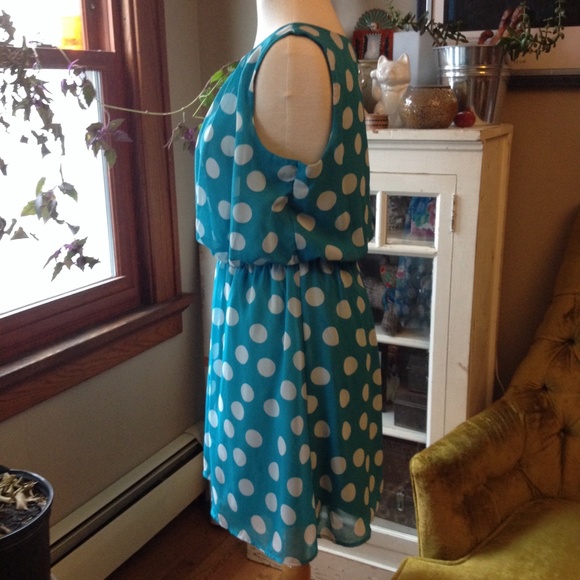 Turquoise polka dot dress - Picture 3 of 3