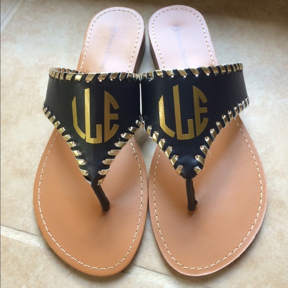 CUSTOM Monogrammed Off Brand Jack Roger sandals - Picture 2 of 2