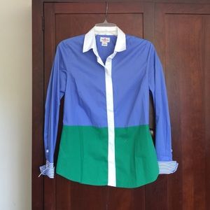 J Crew Color Block Cotton Dress Shirt