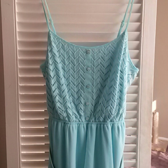 Baby blue high low dress with belt