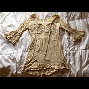 Beige bohemian Crochet neckline