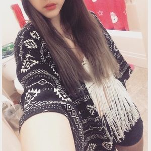 PAC SUN | Black and White Tribal Print Kimono