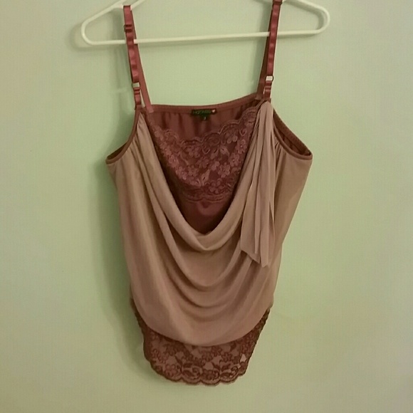 Hot Kiss Mauve Lace and Drape Tank Top
