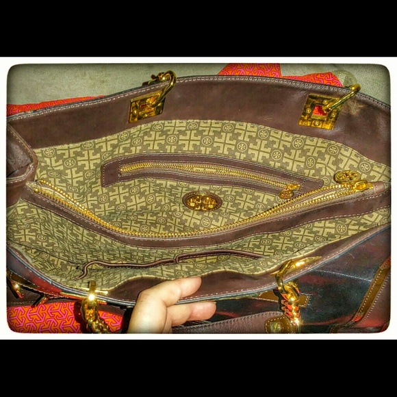 HTF Tory Burch Chain Leather Tote Authentic! SALE - Picture 2 of 13