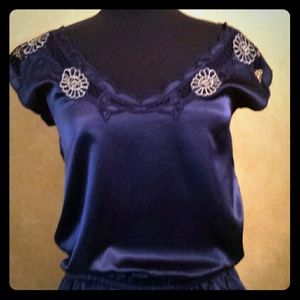 Retro and Classic midnight blue and gold embroider