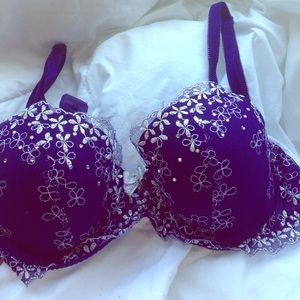 Beautiful blue lace rhinestone VS bra
