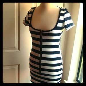 Black & White Striped Bodycon Dress