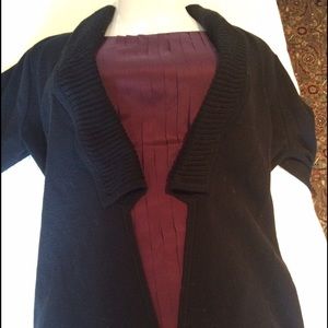 LOFT ribbed shawl collar open cardigan, black