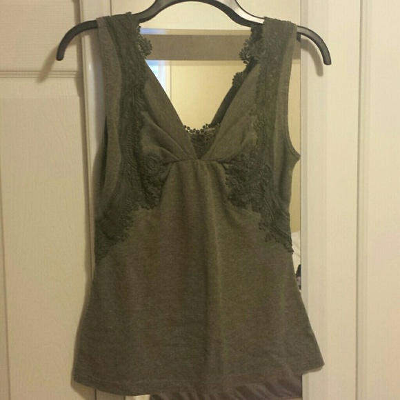 Anthro Tank with Lace and Ribbon Detail
